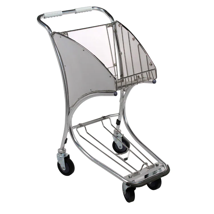 4 wheels aluminum airport shopping cart with big basket
