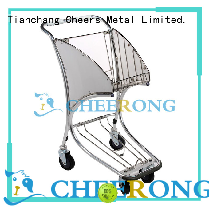 4 wheels aluminum airport shopping cart with big basket